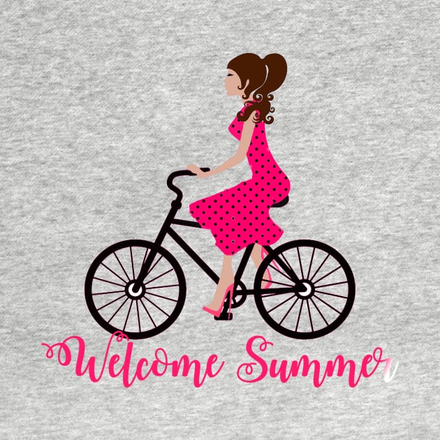 Welcome Summer Watermelon Dress Girl Bicycle by albaley